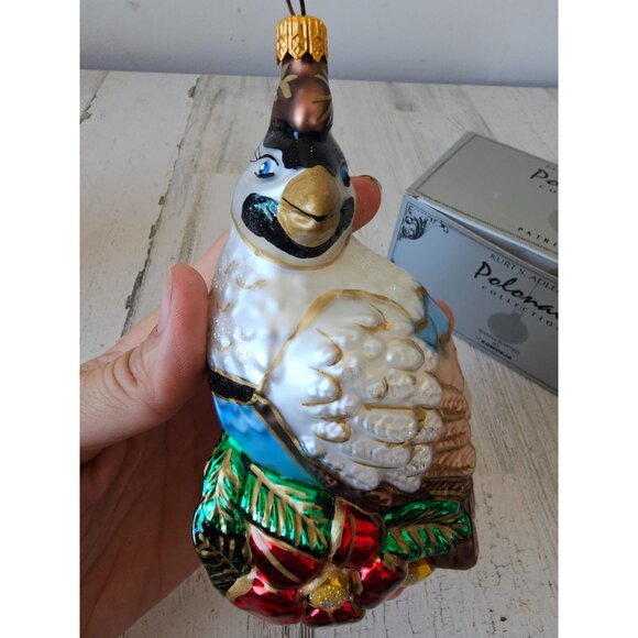 Polonaise Partridge pear tree Glass ornament poinsettia Kurt Adler bird Xmas tre - Picture 8 of 10